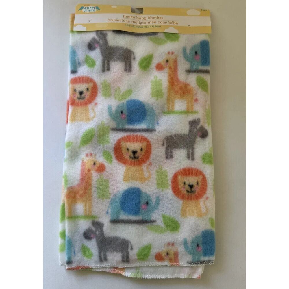 Angel of Mine Fleece Baby Animal Zoo Blanket 30 X 30 Inches Polyester Elephant